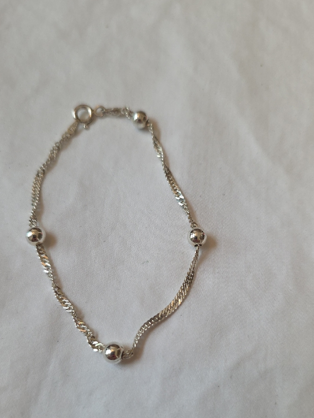 Sterling Silver Vintage Bead Station Women's Bracelet Made In Italy